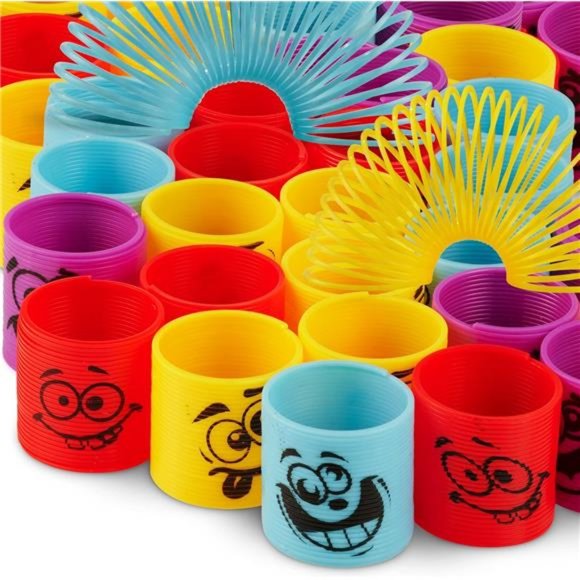 Mega Pack of 50 Coil Springs for Kids - Assorted Emoji Silly Faces and Colors - Picture 5 of 6